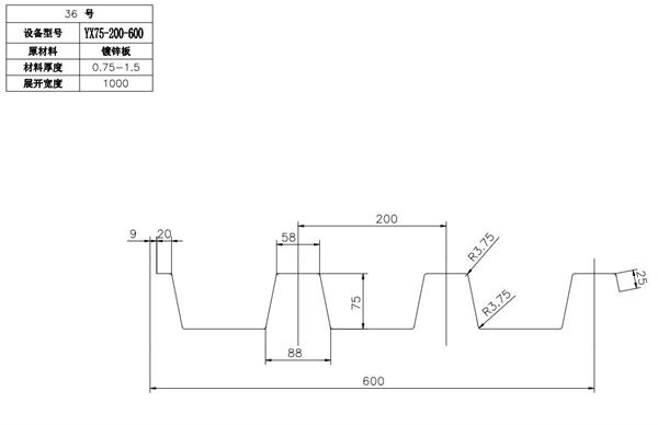 YX75-200-600开口楼承板